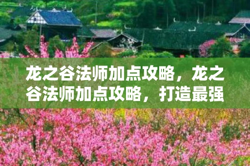 龙之谷法师加点攻略，龙之谷法师加点攻略，打造最强法师的秘诀