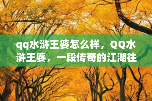 qq水浒王婆怎么样,QQ水浒王婆,一段传奇的江湖往事 qq水浒王婆怎么样,QQ水浒王婆,一段传奇的江湖往事