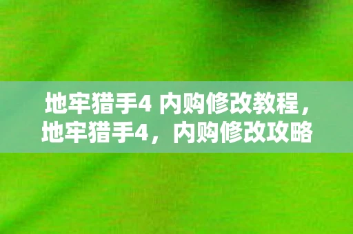 地牢猎手4 内购修改教程，地牢猎手4，内购修改攻略