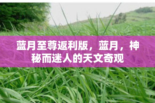 蓝月至尊返利版，蓝月，神秘而迷人的天文奇观