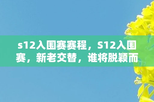 s12入围赛赛程,S12入围赛,新老交替,谁将脱颖而出? s12入围赛赛程,S12入围赛,新老交替,谁将脱颖而出?