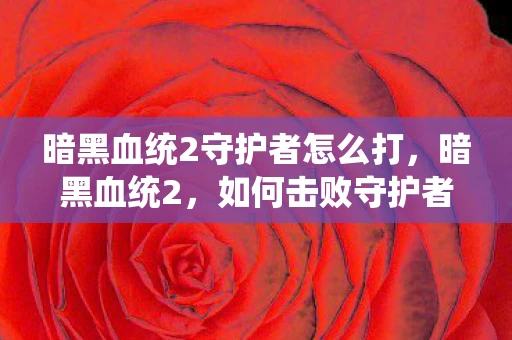 暗黑血统2守护者怎么打，暗黑血统2，如何击败守护者