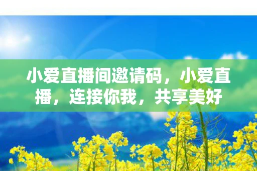 小爱直播间邀请码，小爱直播，连接你我，共享美好