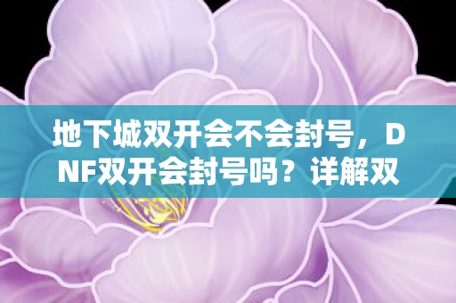 地下城双开会不会封号，DNF双开会封号吗？详解双开行为的风险与后果
