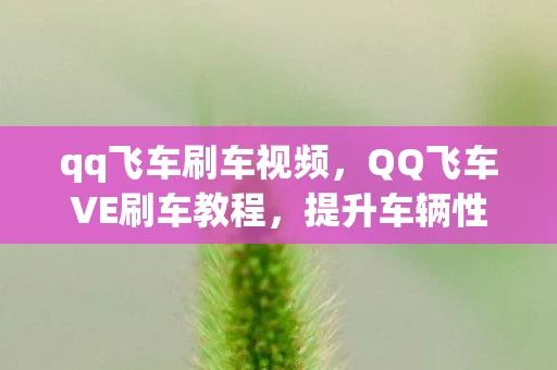 qq飞车刷车视频，QQ飞车VE刷车教程，提升车辆性能与速度的秘诀