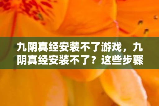 九阴真经安装不了游戏，九阴真经安装不了？这些步骤帮你解决问题