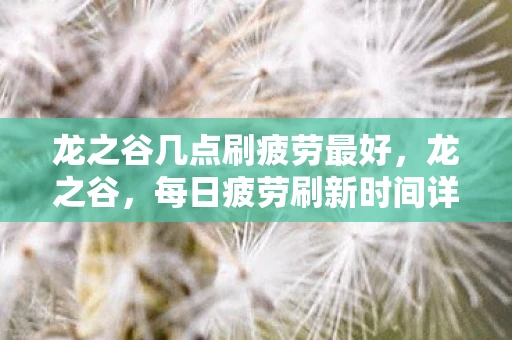龙之谷几点刷疲劳最好，龙之谷，每日疲劳刷新时间详解