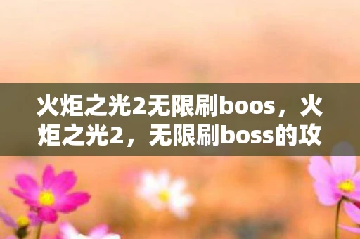 火炬之光2无限刷boos，火炬之光2，无限刷boss的攻略与技巧