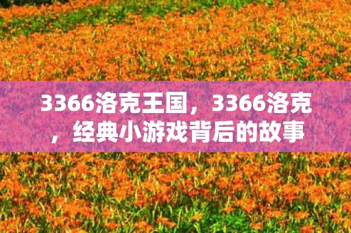 3366洛克王国，3366洛克，经典小游戏背后的故事