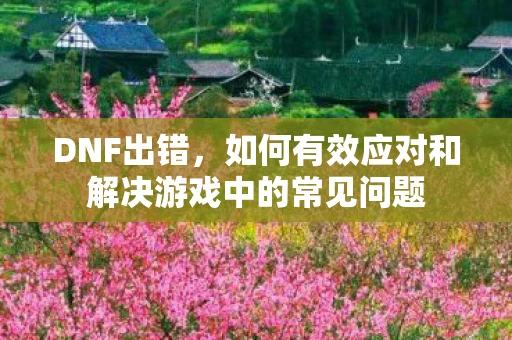 DNF出错，如何有效应对和解决游戏中的常见问题