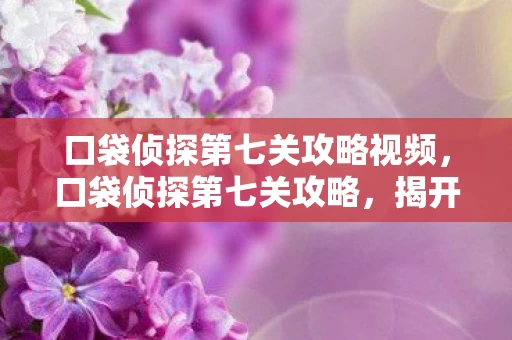 口袋侦探第七关攻略视频，口袋侦探第七关攻略，揭开真相的序幕