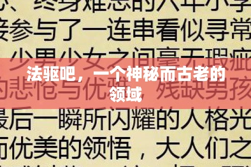 法驱吧，一个神秘而古老的领域