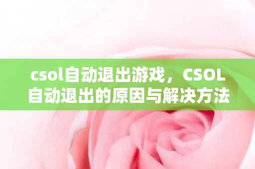 csol自动退出游戏，CSOL自动退出的原因与解决方法