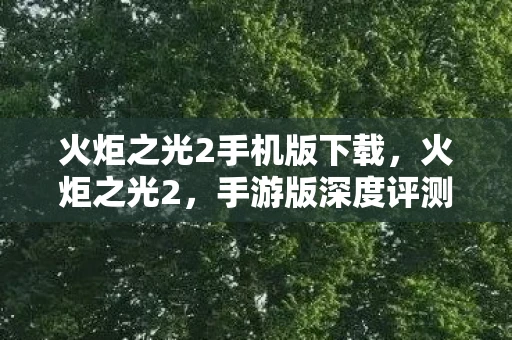 火炬之光2手机版下载，火炬之光2，手游版深度评测与攻略