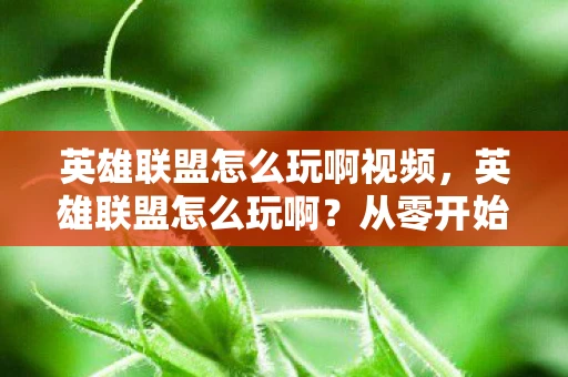 英雄联盟怎么玩啊视频，英雄联盟怎么玩啊？从零开始的LOL之旅