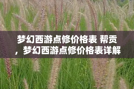 梦幻西游点修价格表 帮贡，梦幻西游点修价格表详解