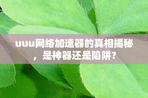 uuu网络加速器的真相揭秘，是神器还是陷阱？