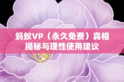 蚂蚁VP（永久免费）真相揭秘与理性使用建议