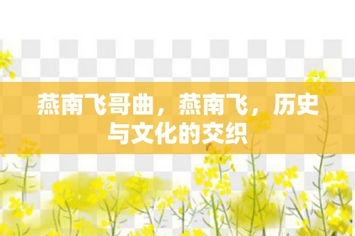 燕南飞哥曲，燕南飞，历史与文化的交织