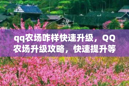 qq农场咋样快速升级，QQ农场升级攻略，快速提升等级的方法