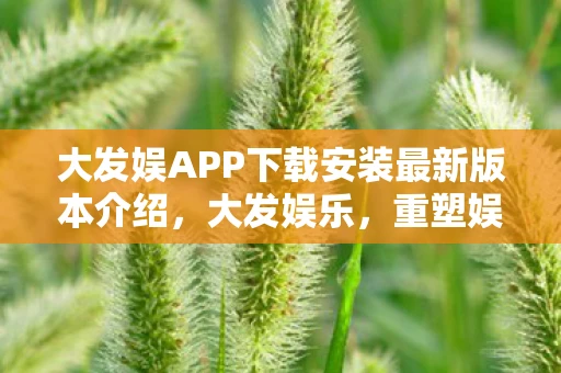 大发娱APP下载安装最新版本介绍，大发娱乐，重塑娱乐产业的未来