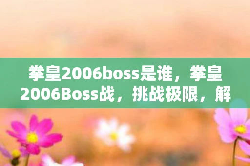 拳皇2006boss是谁，拳皇2006Boss战，挑战极限，解锁新境界