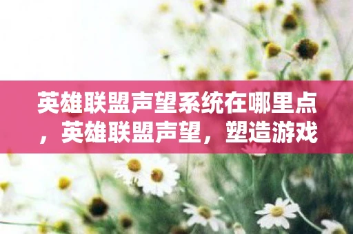 英雄联盟声望系统在哪里点，英雄联盟声望，塑造游戏文化的力量