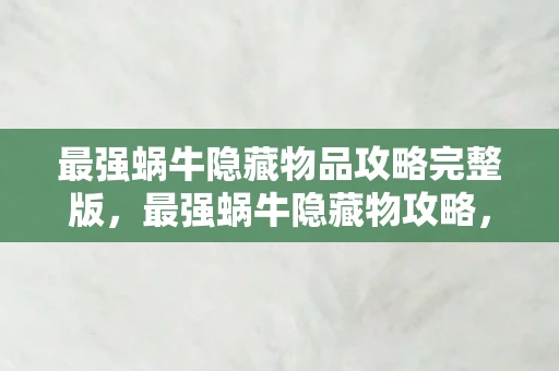最强蜗牛隐藏物品攻略完整版，最强蜗牛隐藏物攻略，解锁神秘宝藏，提升游戏乐趣