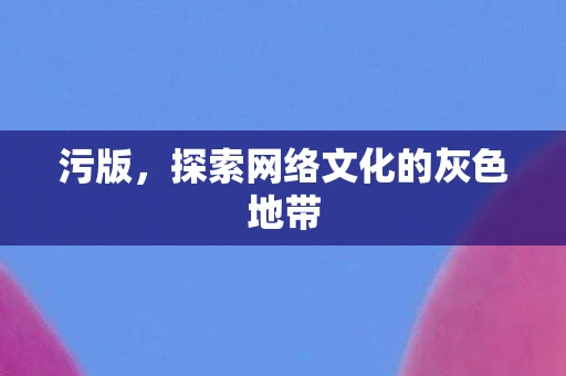 污版，探索网络文化的灰色地带