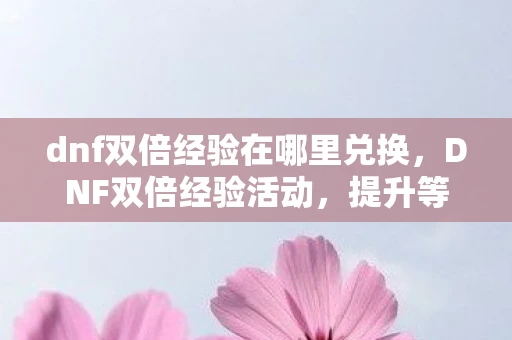dnf双倍经验在哪里兑换，DNF双倍经验活动，提升等级，畅享游戏乐趣