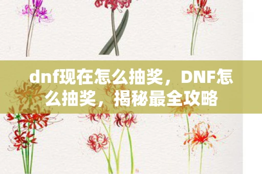 dnf现在怎么抽奖，DNF怎么抽奖，揭秘最全攻略