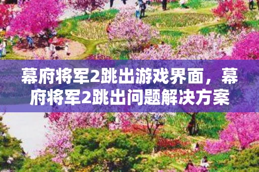 幕府将军2跳出游戏界面，幕府将军2跳出问题解决方案