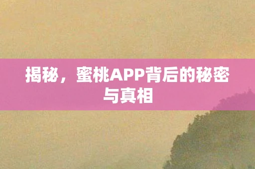 揭秘，蜜桃APP背后的秘密与真相