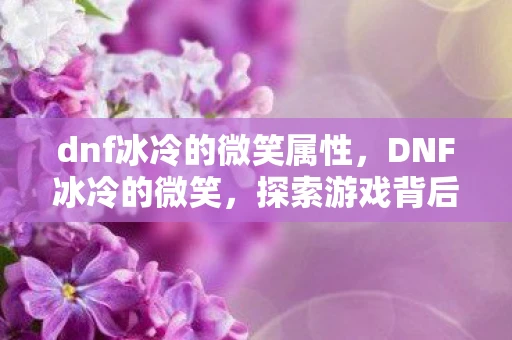 dnf冰冷的微笑属性，DNF冰冷的微笑，探索游戏背后的深层含义