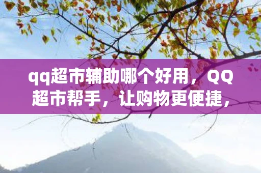 qq超市辅助哪个好用，QQ超市帮手，让购物更便捷，让生活更智能