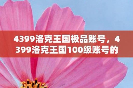 4399洛克王国极品账号，4399洛克王国100级账号的珍贵价值