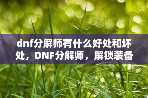 dnf分解师有什么好处和坏处，DNF分解师，解锁装备升级的秘密