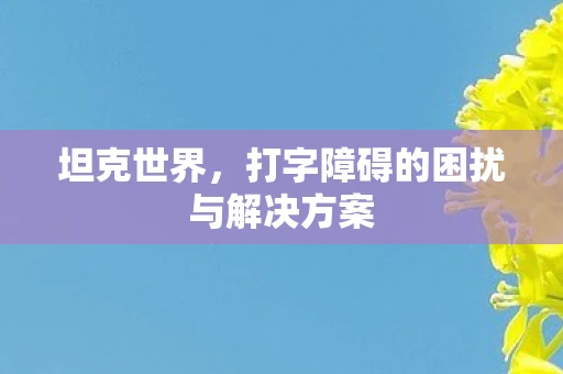 坦克世界，打字障碍的困扰与解决方案