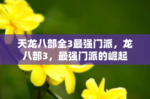 天龙八部全3最强门派，龙八部3，最强门派的崛起