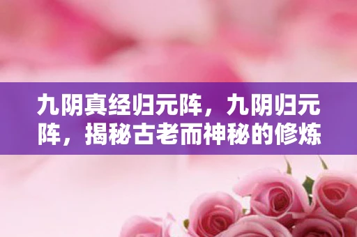 九阴真经归元阵，九阴归元阵，揭秘古老而神秘的修炼法门