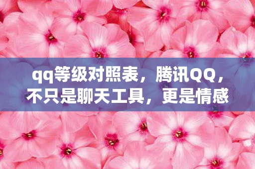 qq等级对照表，腾讯QQ，不只是聊天工具，更是情感交流的桥梁