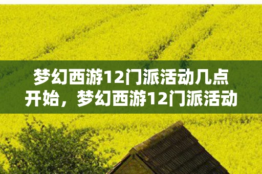 梦幻西游12门派活动几点开始，梦幻西游12门派活动，一场跨越时空的冒险盛宴