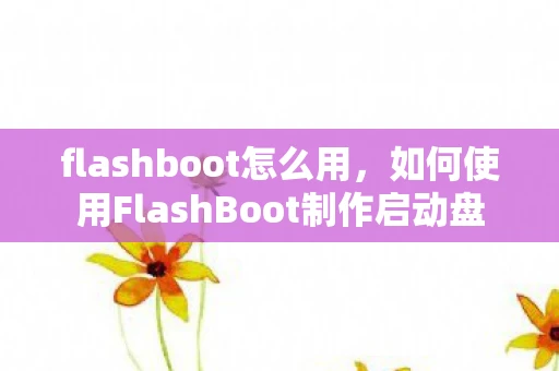 flashboot怎么用，如何使用FlashBoot制作启动盘