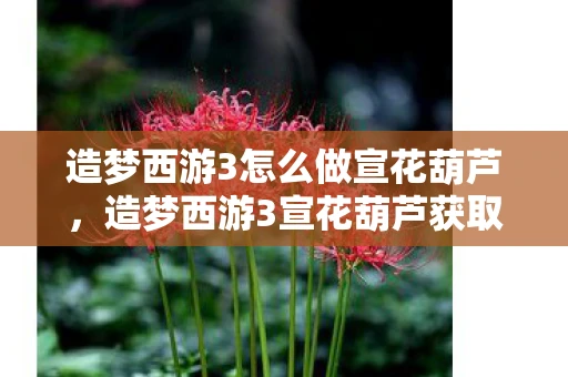 造梦西游3怎么做宣花葫芦，造梦西游3宣花葫芦获取攻略