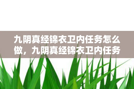 九阴真经锦衣卫内任务怎么做，九阴真经锦衣卫内任务揭秘