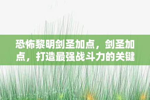 恐怖黎明剑圣加点，剑圣加点，打造最强战斗力的关键