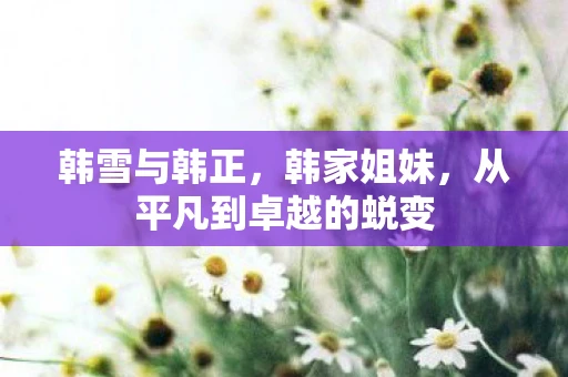 韩雪与韩正，韩家姐妹，从平凡到卓越的蜕变