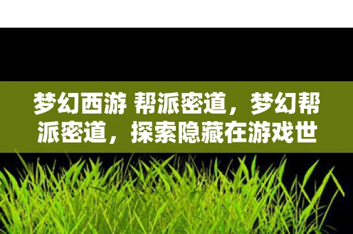 梦幻西游 帮派密道，梦幻帮派密道，探索隐藏在游戏世界中的神秘组织
