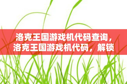 洛克王国游戏机代码查询，洛克王国游戏机代码，解锁神秘王国的钥匙