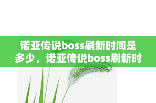诺亚传说boss刷新时间是多少，诺亚传说boss刷新时间全解析